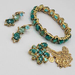 Joan Rivers Collection Turquoise Rhinestone Set
